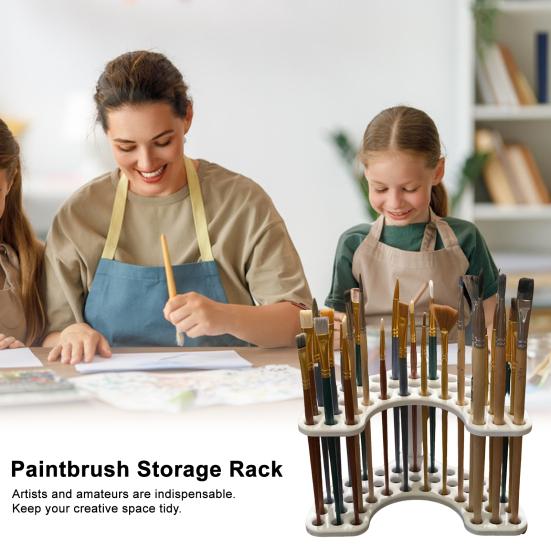 Multi-Hole Paintbrush Holder Adjustable Artist Storage Rack for Brushes Pens Plastic Paint Brush Organizer for Crafting Miniature Painting