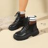 Thick-soled thick-heeled lace-up Martin boots for women's autumn new versatile belt buckle Martin boots for women