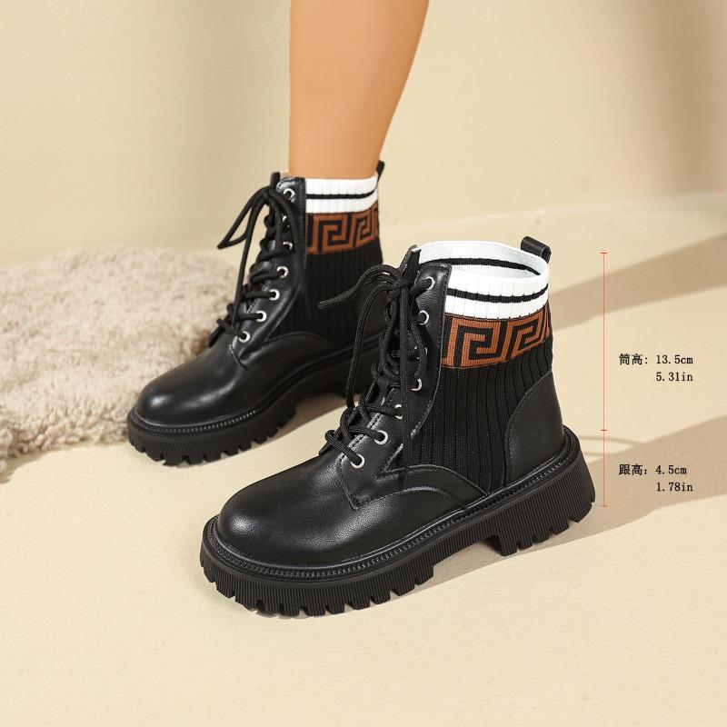 Thick-soled thick-heeled lace-up Martin boots for women's autumn new versatile belt buckle Martin boots for women