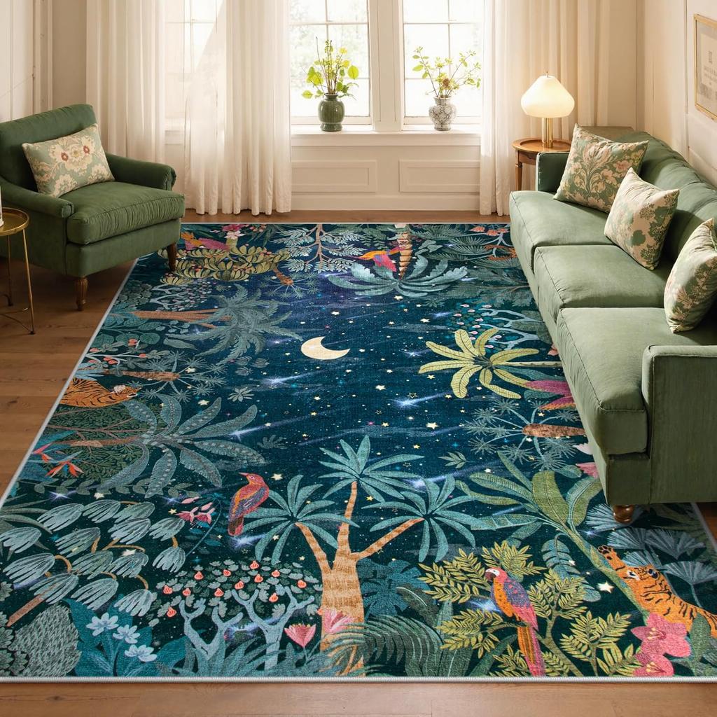 Winter Forest Carpet Pine Tree Pattern Soft Floor Mat for Living Room Bedroom Modern Home Decor Non-Slip Washable Area Rug