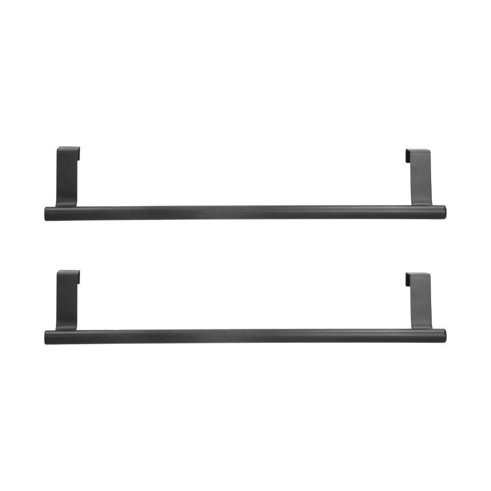 2 PCS Stainless Steel Towel Rack Black No Drilling Required Over Door Towel Holder Space Saving Easy Installation Towel Bar