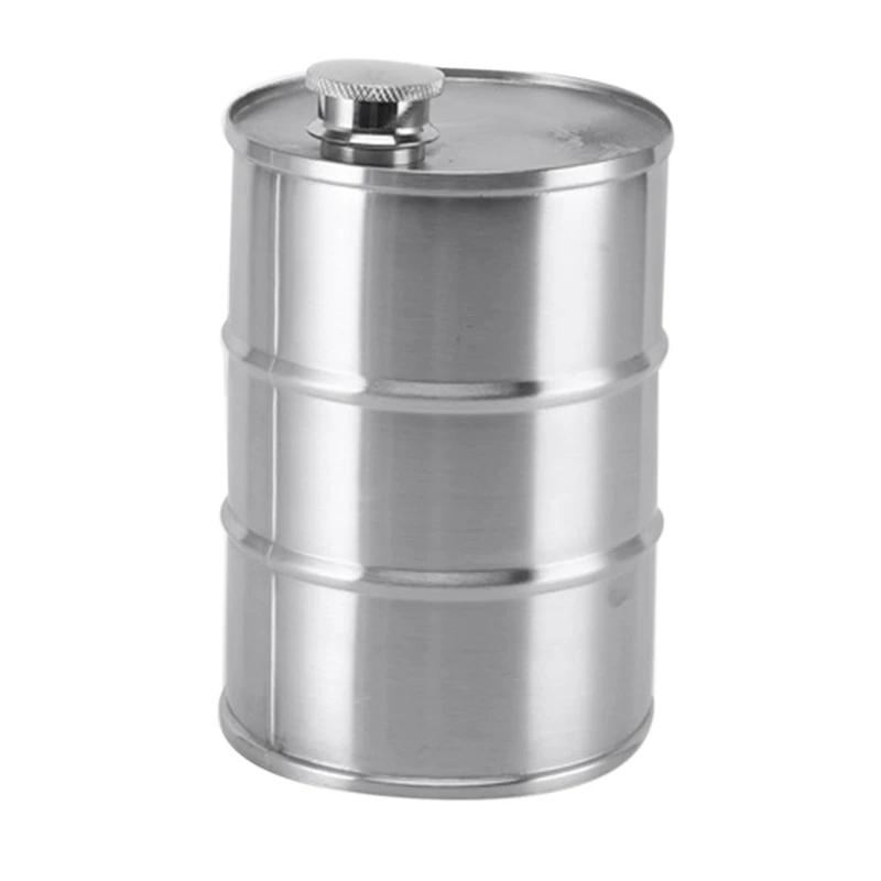 750ml New Creative Barrel Shape Whiskey Flask Oil Drum Stainless Steel Wine Beer Barrel Outdoors Alcohol PotLeak-proof Container