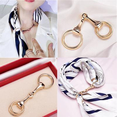 Silk Scarf Horse's Joint Ornaments Charming Retro Vintage Trendy Wedding Brooch Fashion Buckle Scarf Clips 1PCS Women's Jewelry