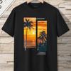 New Summer Men's Fashion T-shirt Sunset Coconut Tree Printed Men's T-shirt Top