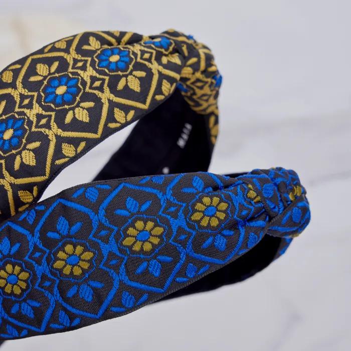 Maia Blue Jacquard Headband