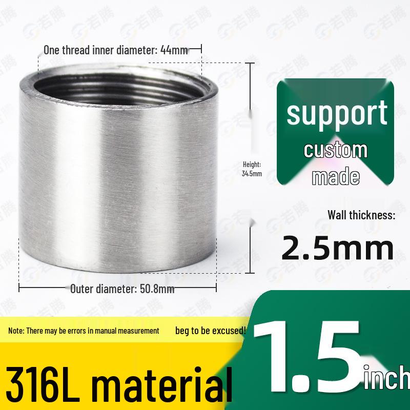 304 Stainless Steel Double Female Thread Pipe Fitting, Internal Thread, 4 to 6 Points, 1 Inch