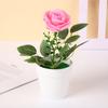 Artificial Potted Rose Desktop Faux Rose Bonsai Reusable Artificial Rose in Flower Pot for Home Office Decor Photography Prop