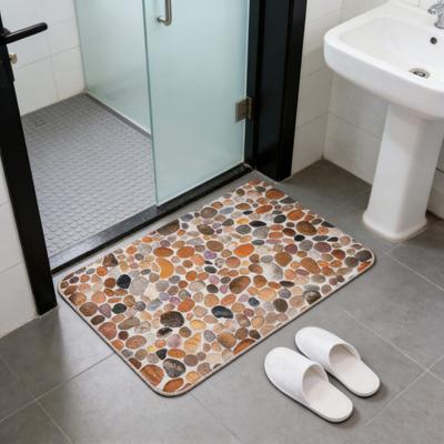 Yousheng 3D Optical Illusion Rug Pebble Stone Visual Illusion Doormat Non-Slip Water Absorbent Floor Mat for Bathroom Bedroom Living Room Entrance