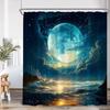 Celestial Moon Shower Curtain Starry Night Cloud Sea Ocean Sailboat Space Bathroom Decor Cresent Full Moon Bath Cutain With Hook