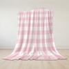 Pink & White Gingham Flannel Blanket Warm Soft Halloween Christmas Couch Warm Cozy Decorative Decor Gift for All Season