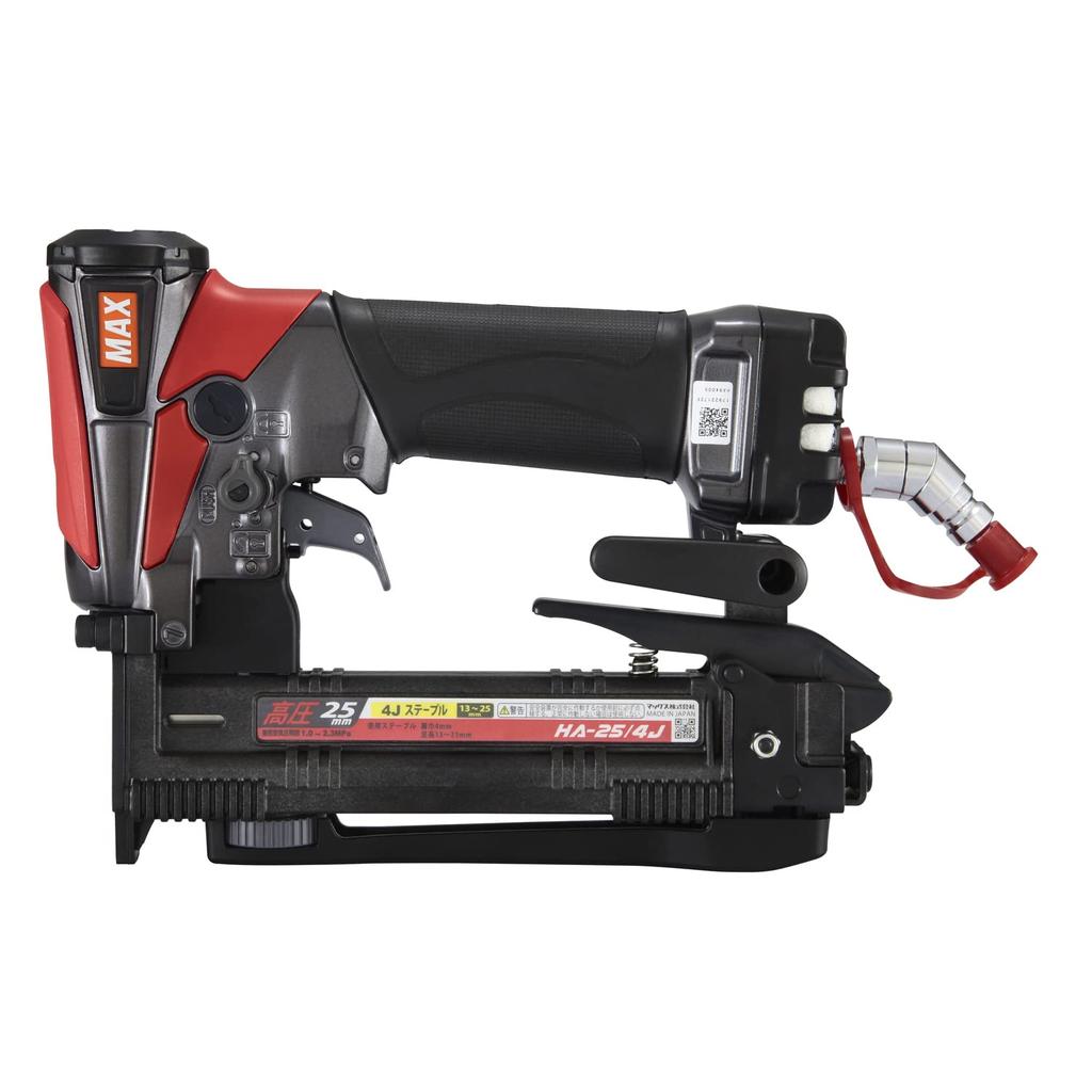 Max High-Pressure Air Tacker with 4J Staples, 25mm, HA-25/4J