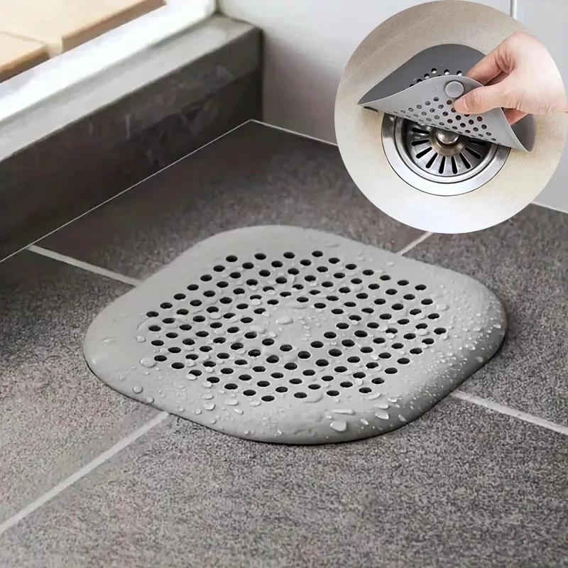 Silicone Floor Drain Hair Catcher Sealing Pad Bathroom Floor Strainer Shower Sewer Drains Cover Household Hair Catcher Stopper