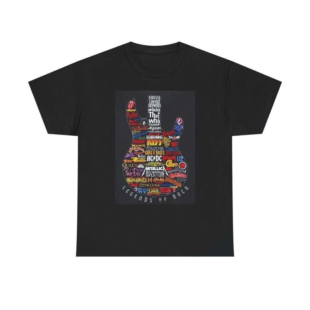 Legends Of Rock Guitar Graphic T Shirt Vintage Unisex Heavy Cotton Tee Unisex T-Shirt M