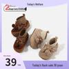 2025 Winter Velvet Bowknot Baby Girl Plush Cotton Soft Sole Shoes - Cute Korean Style Fur Toddler Footwear