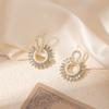 Vintage Circle Pearl Earrings for Women Unique Sunflower Design Retro Dangle Earrings