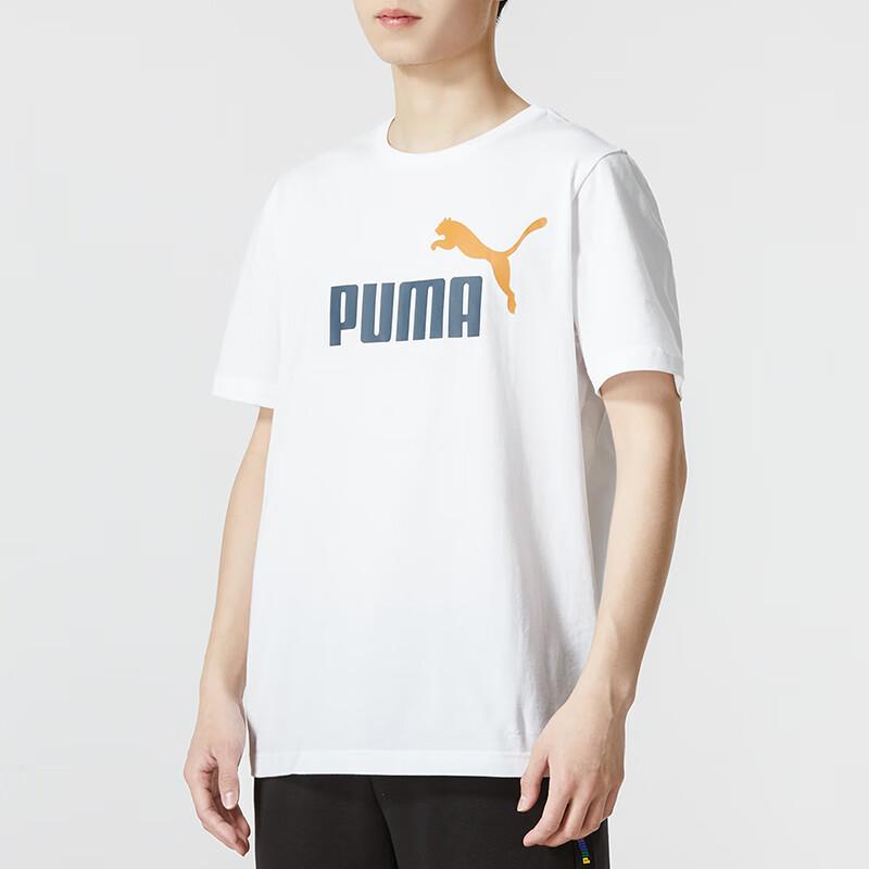 Puma American Retro Letter Logo Print Crew Neck Short Sleeve Sporty T-Shirt With Drop Shoulder Men Tops White 847666-58