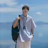 Men's Japanese Striped Short-Sleeve Lapel Shirt - Summer Cityboy Casual Versatile Trendy Brand Jacket