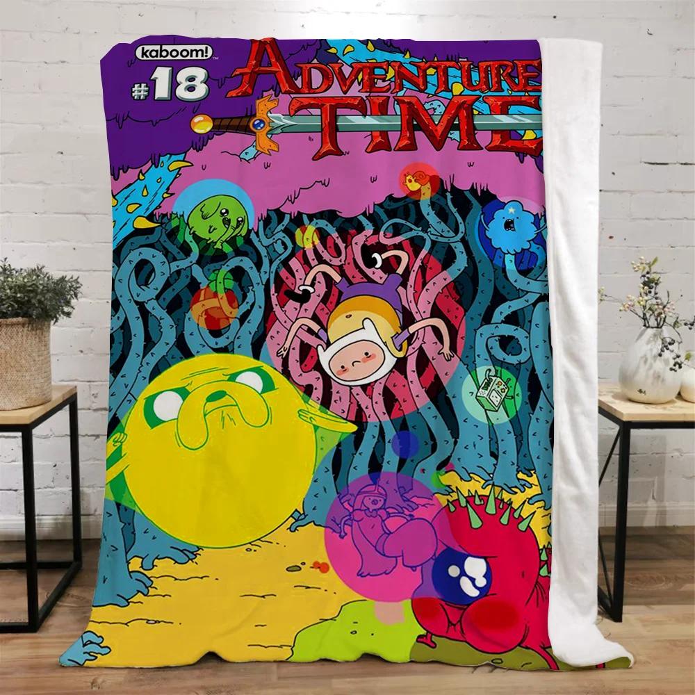 Adventure Time Coperte Spesse per l'Inverno Coperta Letto Lavorata a Maglia a Quadri Casa e Decorazione Biancheria da Letto in Microfibra Asciugamano da Spiaggia Coperta per Riposo