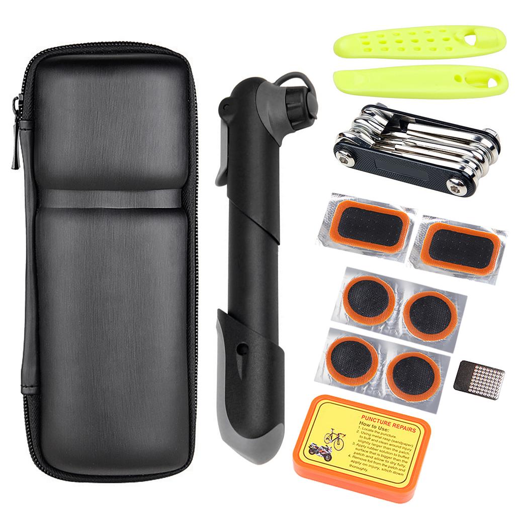 Bike    Kit Portable     ing Tools Kit Box Tire Fixing Kit Bag with Tire Pump Multifunctional Tools Tire Tube Patches