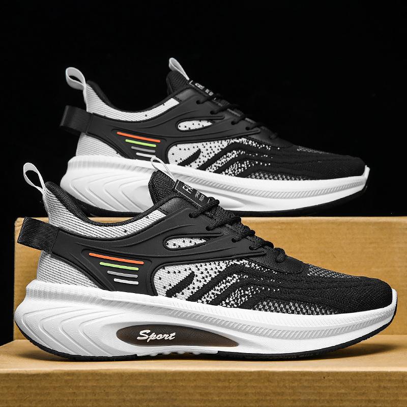 

2025 spring Internet celebrity four seasons flying woven shoes mesh breathable sports and leisure shoes men s shoes youth running tide shoes 39 чёрный