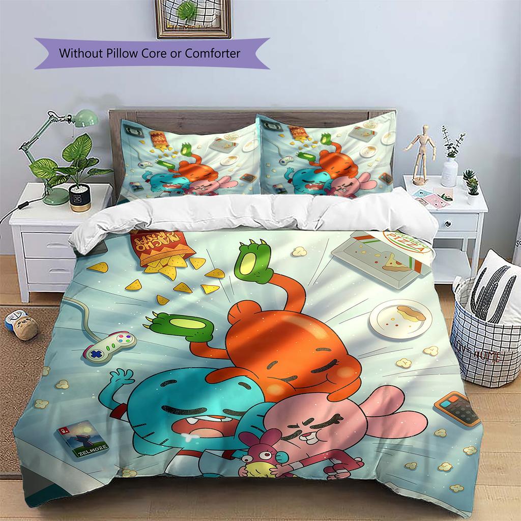 The Amazing World of Gumball Pattern Bedding Quilt Set Home Decoration Gift (1 * duvet cover + 2 * pillowcase without core)