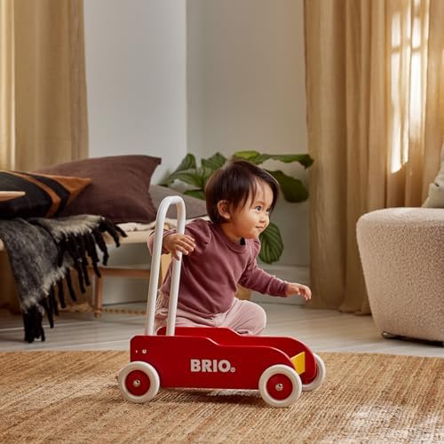 Червоний візок-штовхач BRIO 31350, для дітей від 9 місяців. [Іграшка, Дерев'яна іграшка, Подарунок] (День народження/Різдво)]
