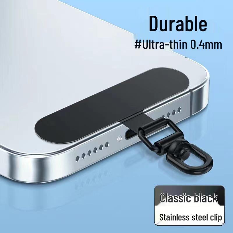 Ultra-thin 360° Rotating Stainless Steel Phone Lanyard Clip with Anti-Lost Universal Back Sticker