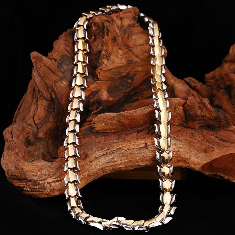 Gargantilla de cadena con quilla de dragón de 15 mm de ancho estilo punk rockero para hombre, de acero inoxidable macizo, accesorios de joyería para el cuello, regalos para él