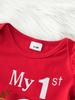 Alphabet Print Baby Romper Set - Bow Pants Two-Piece Outfit