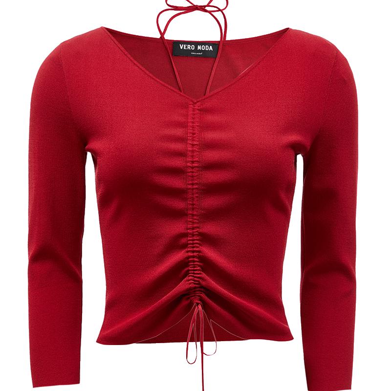 

Vero Moda Women s Slim Fit Short V-Neck Long Sleeve Knit Top M