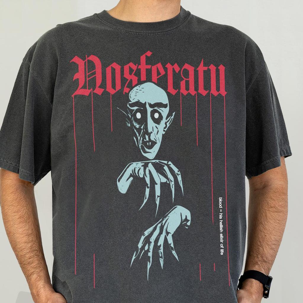 Nosferatu Graphic Tee Shirt, Retro Old School Vampire Horror Movie T-Shirt