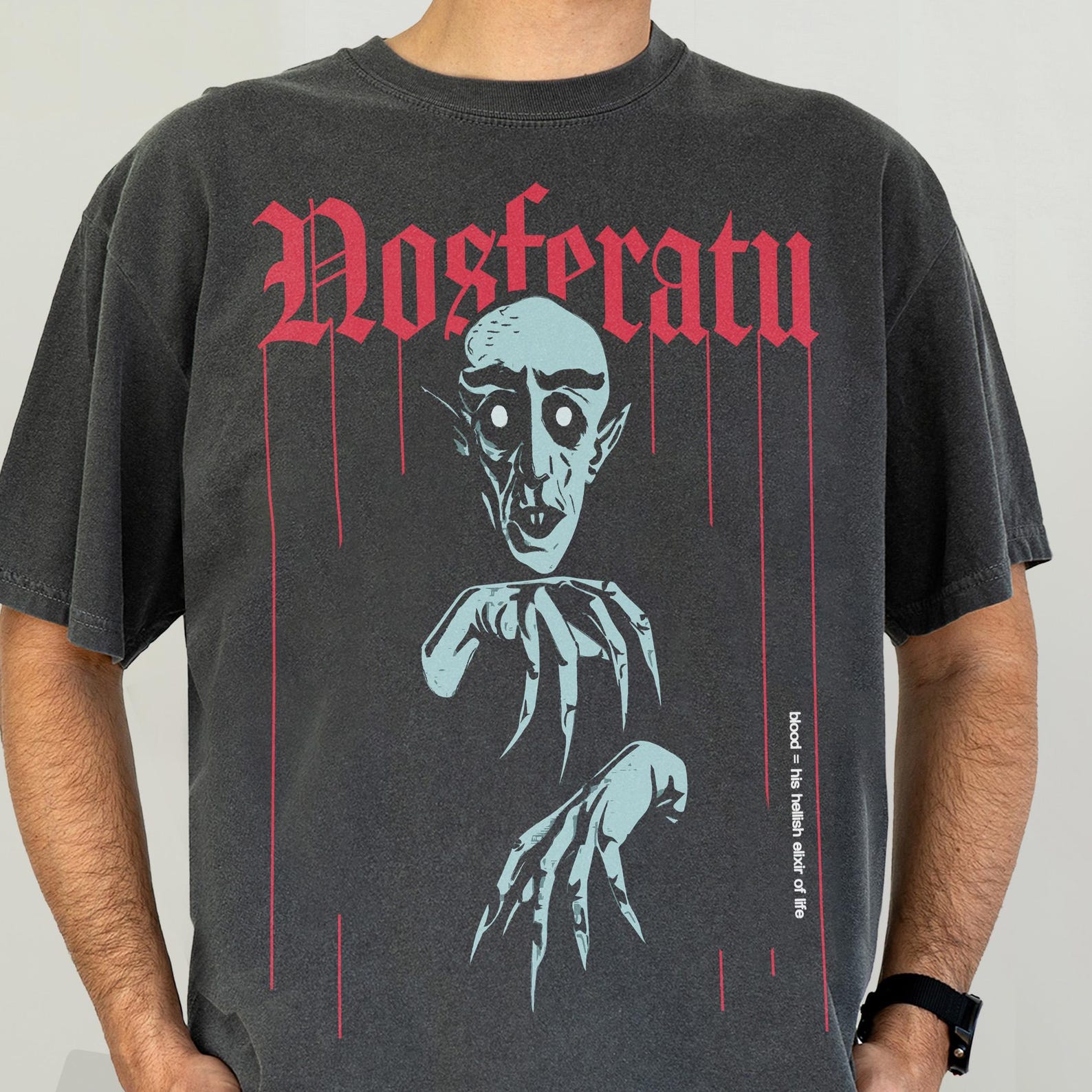 Nosferatu Graphic Tee Shirt, Retro Old School Vampire Horror Movie T-Shirt S