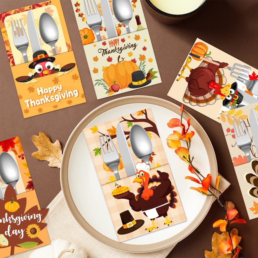 Creative Theme Thanksgiving Turkey Paper And Fork Set Party Desktop Decor