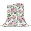 Blue Flower Watercolor Painting Throw Blanket Portable Soft Sofa Blanket Warm Flannel Blanket for Beds Sofa Couch King Full Size