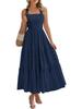2026 European Summer Beach Pleated A-line Strappy Dress with Pockets