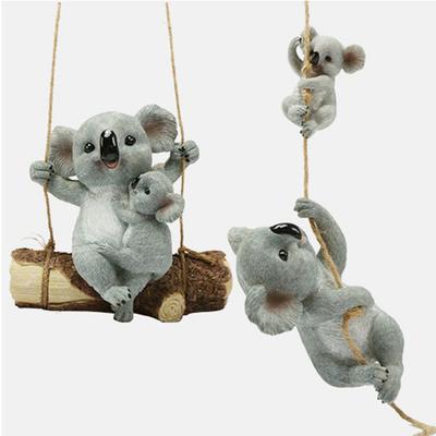 1pc Adorable Resin Swing Koala Bear Figurine - Perfect ForFairy Garden Decoration And Outdoor Tree Hanging Decorations!
