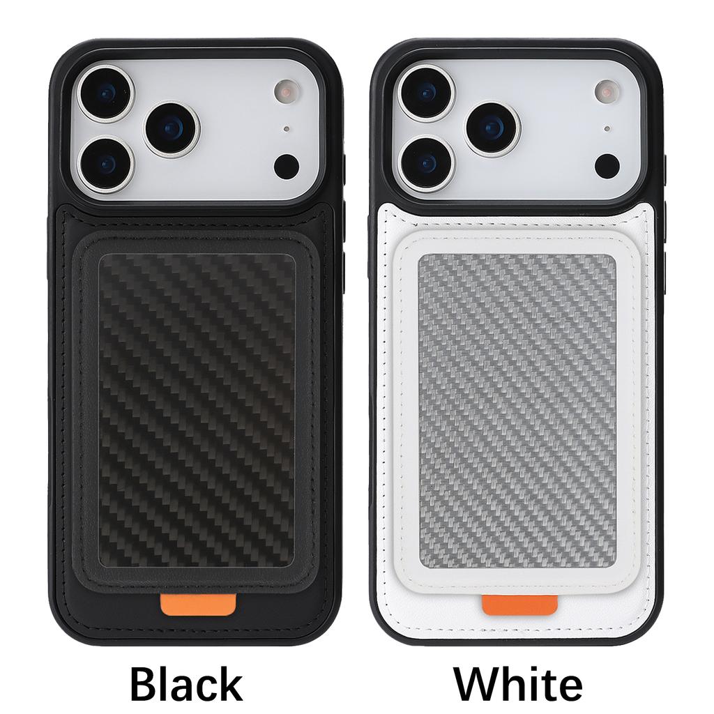 2 in 1 Detachable Carbon Fiber Magnetic Cards Solt Case For iPhone 17 Pro Max 16 Plus 15 14 13 12 Shockproof RFID Stand Cover