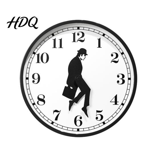 Industrial Style Wall Clock Man Silhouette Clock Silent Non-Ticking Round Hanging Decorative 12 Inch Digital Analog for Home Office Bedroom