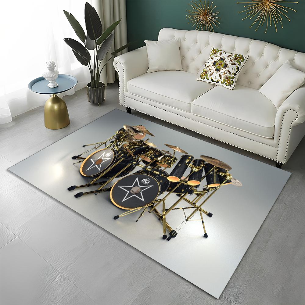 Music Instruments Drum Kit  Drum Set Carpet Rug for Home Living Room Bedroom Sofa Doormat Decor,kids Area Rug Non-slip Floor Mat