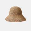 Women Summer Handwoven Rainbow Straw Hat Korean Fashion Wide Brim Breathable Cap for Beach Travel Sun Coverage