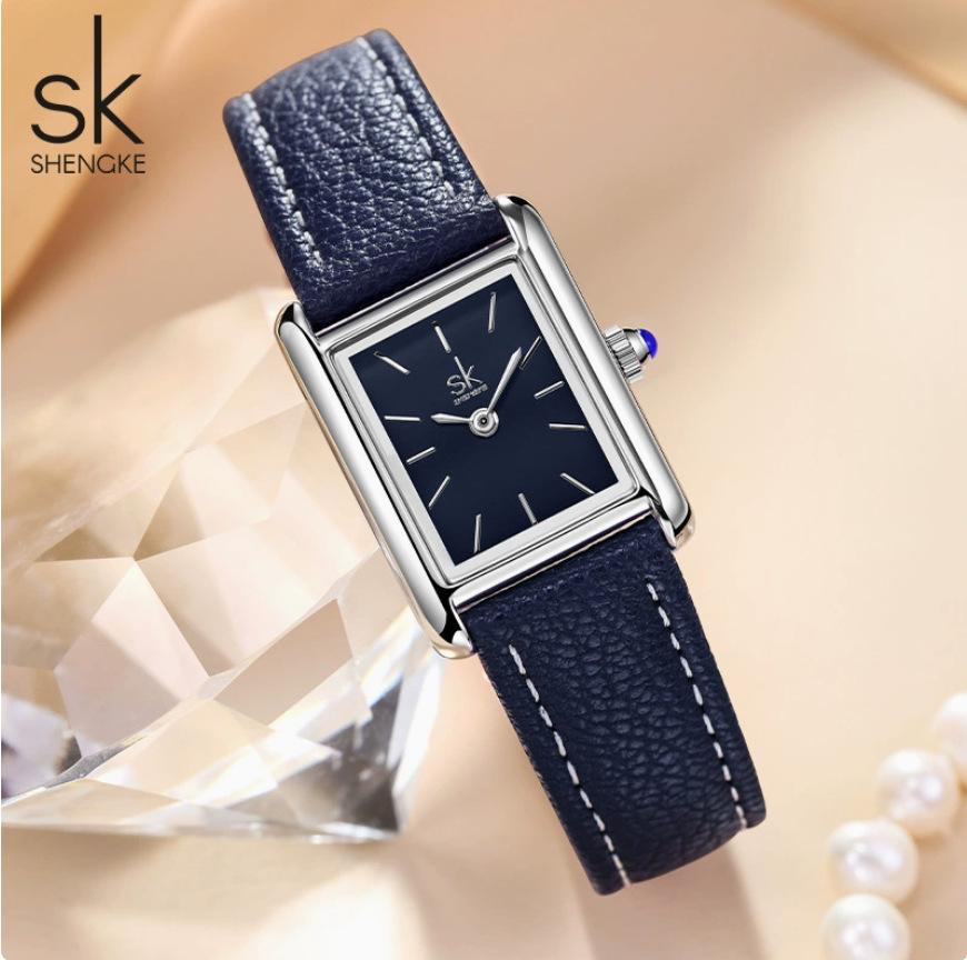 Women's Square Quartz Watch with Genuine Leather Strap – Simple, Fashionable & High-End Feel