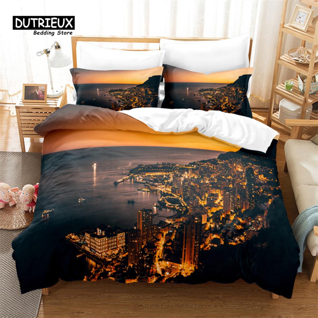 

Красивый комплект пододеяльников Coastline City, комплект постельного белья из 3 предметов, мягкий, удобный, дышащий, для декора спальни и гостевой комнаты EU single(135x200cm)