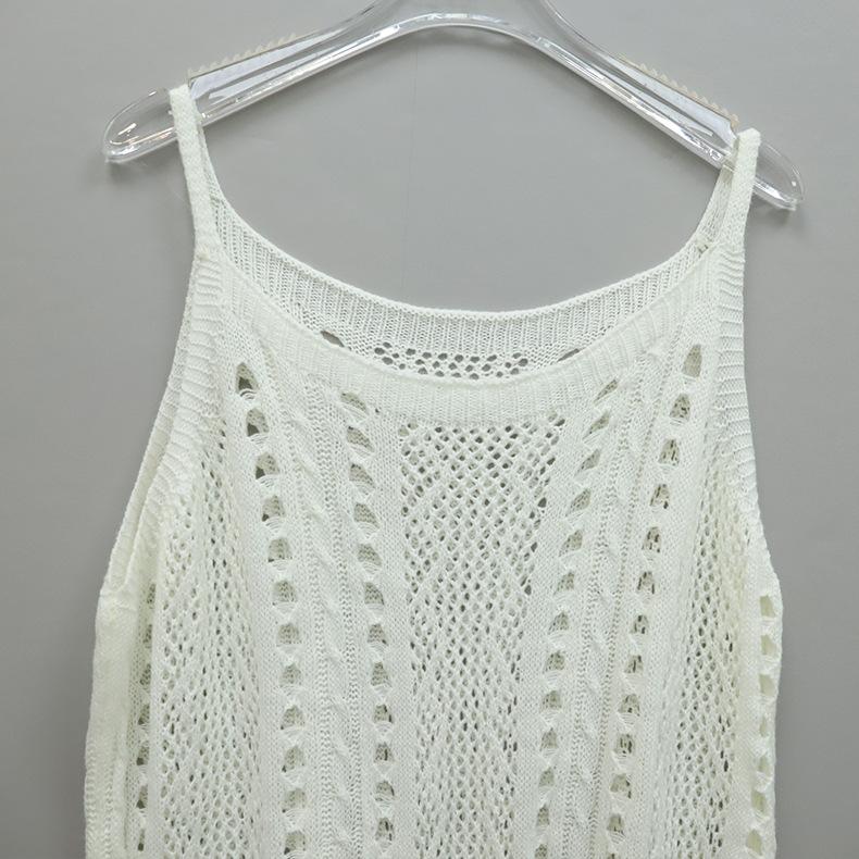 Summer Women's Knitted Beach Holiday Hollow Out Dresses Swimwear Seaside Cover Up Halter Dress