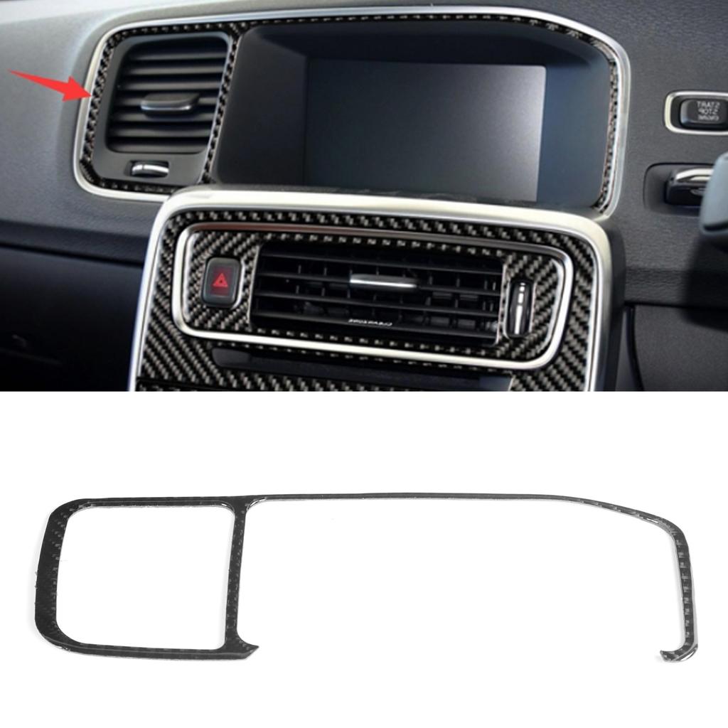 Console Navigation Panle Frame Trim GPS Carbon Fiber Cover Fit for V60 S60 2010‑2017RHD