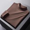 Men's Double-Sided Velvet Half-High Collar Long-Sleeve Black T-Shirt for Autumn and Winter
