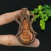 Natural Limestone In Garnet Gemstone Copper Wire Wrap Gift Pendant 2.75 H0J84