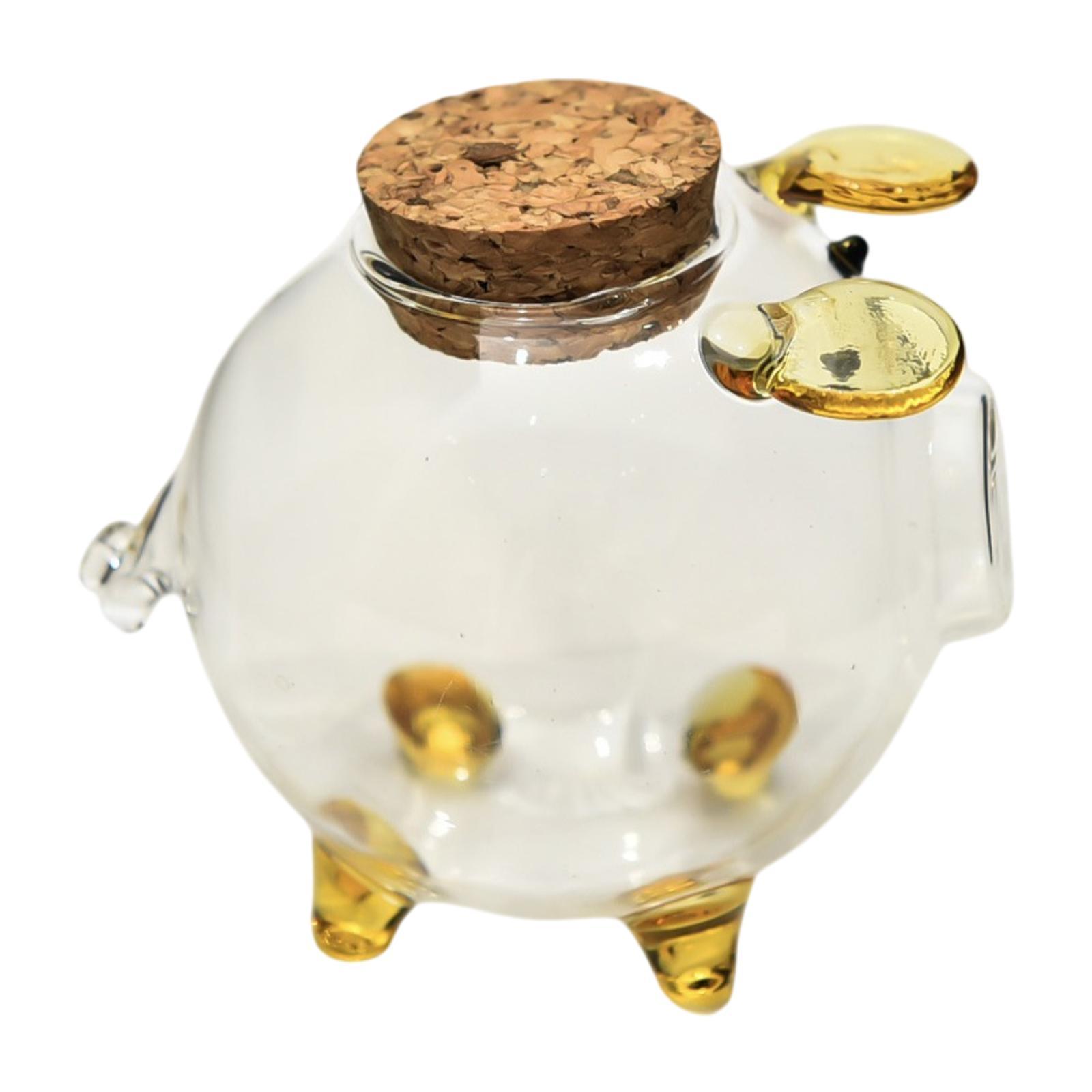 

Piggy Bank Small Transparent Glass Pig Money Saving Jar Bottle with Lid for Bedroom Living Room Decoration чистий