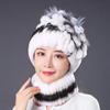 Fur Hat Winter Female Warm Scarf Mother Middle Aged Thickened Rex Rabbit Hair Hat Female Autumn and Winter