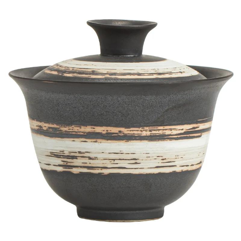 Kung Fu Tea Teaware Gaiwan Large Capacity Tea Making Device Stoneware Retro Ceramic Tea Bowl Gaiwan