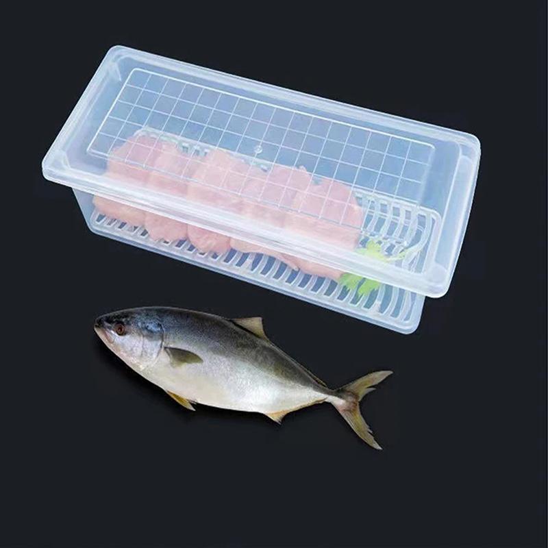 Vegetable Meat Fresh-Keeping Box Kitchen Refrigerator Organizer Drain Storage Box Freezing Food Storage Container